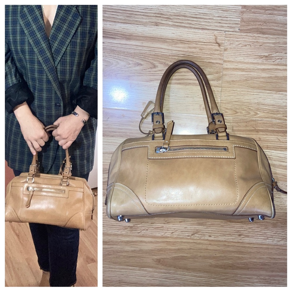 Coach Y2K Hamptons Satchel Tan Leather Top Handle Handbag Purse